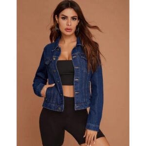 Trucker Denim Jacket For Women (NavyBlue)