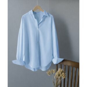 Oversize Casual Lounge Wear Buttoned Up Shirt/Unisex Buttoned Up Casual Wear Shirt Skyblue
