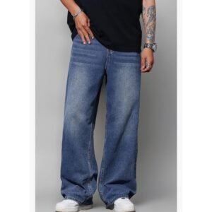 Unisex Korean Wide Leg Highwaist Blast Blue Denim
