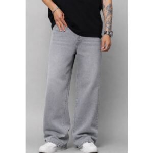 Unisex Korean Wide Leg Highwaist Ash Grey Baggy Jeans