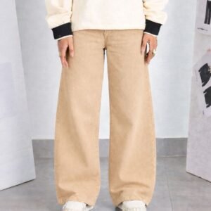 Unisex Wide Leg Relax Pale Beige Denim