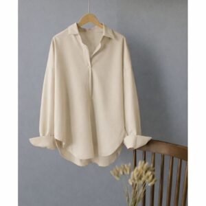 Oversize Casual Lounge Wear Buttoned Up Shirt/Unisex Buttoned Up Casual Wear Shirt Beige