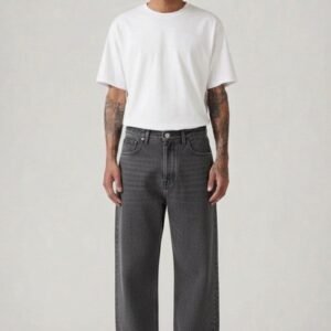 Unisex Loose Leg Charcoal Denim