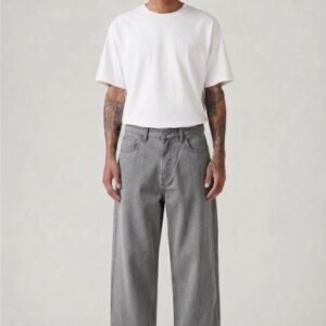 Unisex Loose Leg Heather Grey Jeans