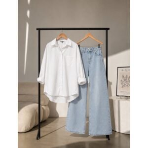 Double Dose-2pc (Iceblue Denim & White Button Down Shirt)