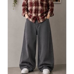 Charcoal-Grey Wide Leg Unisex Jeans