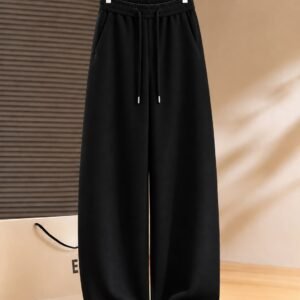 Terry Wide Leg Flapper Trouser (Black)