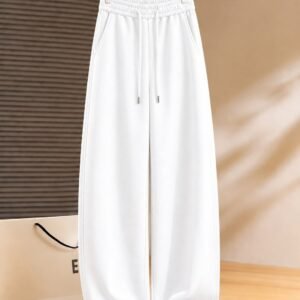 Terry Wide Leg Flapper Trouser (White)